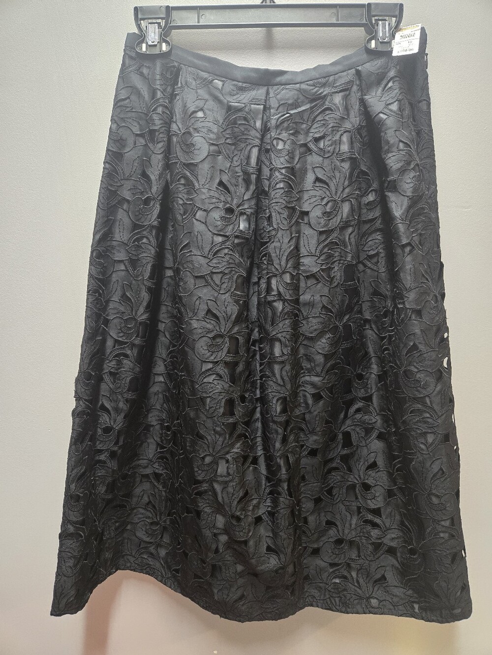 Vintage Talbots 100% Silk Shell Black Midi Skirt Womens 10 Floral NWT